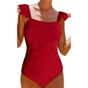 Hilinker Ruffled Shoulder Swimsuit Size L